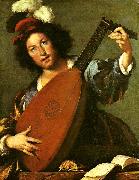 Bernardo Strozzi lutspelare oil painting artist